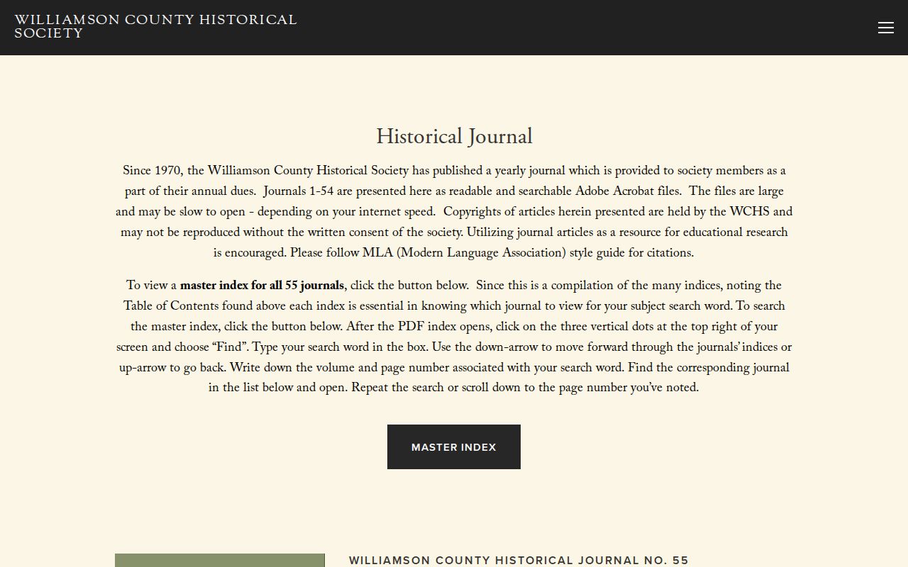 Williamson County city directory research through the Historical Society journal archive