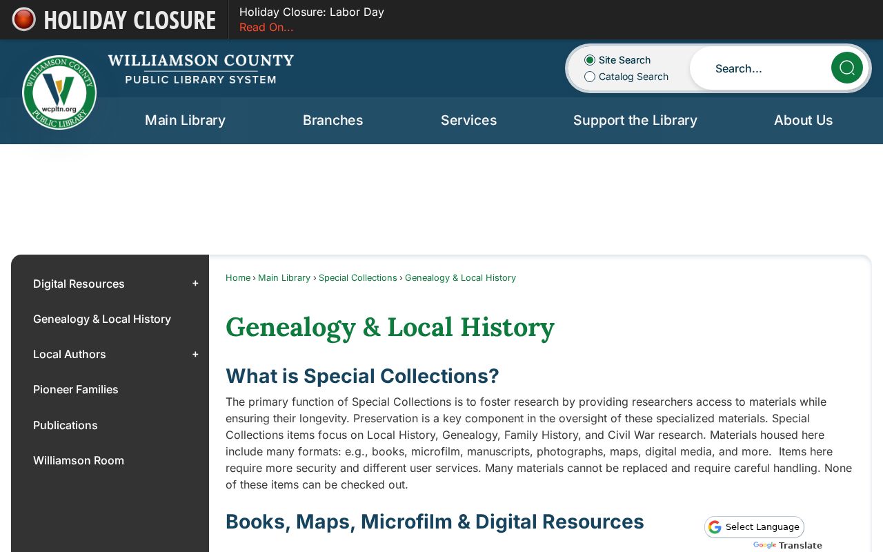 Williamson County previous residents research through the library genealogy and local-history service